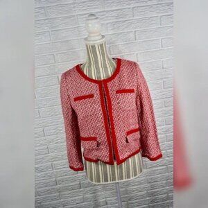 Aryn K Red & White Wool Blend Blazer